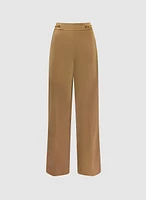 Chain Trim Satin Wide-Leg Pants