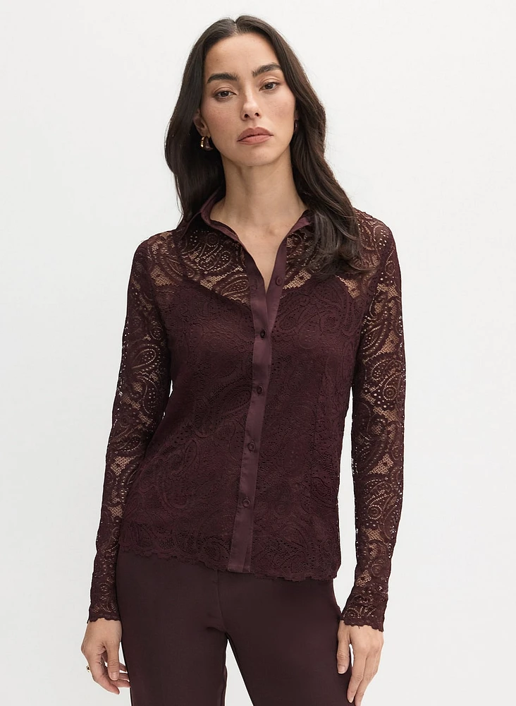 Lace Button-Up Top