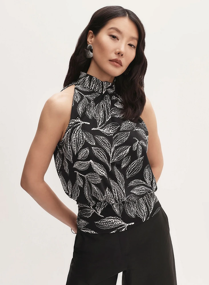 Sleeveless Leaf Print Top