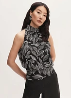 Sleeveless Leaf Print Top