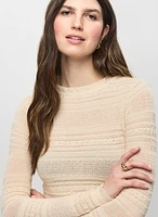 Ruffled Pointelle Knit Sweater