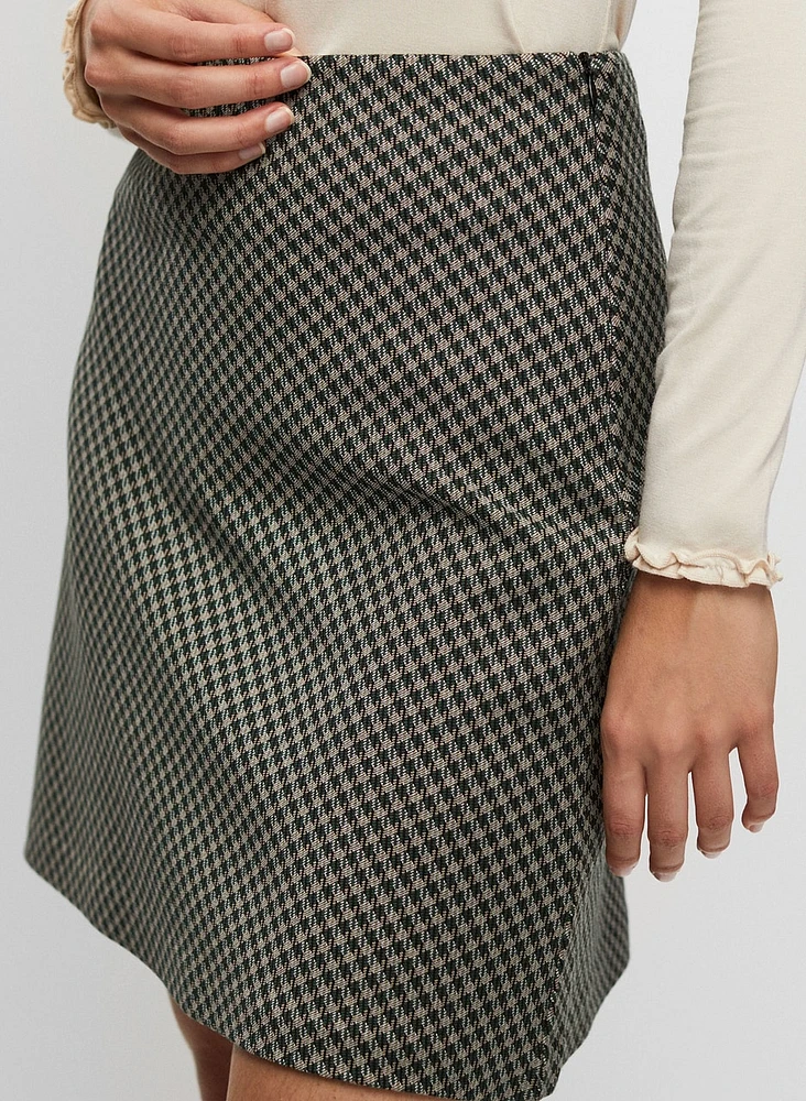 Houndstooth Motif A-Line Skirt