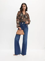 Floral Split Neck Blouse