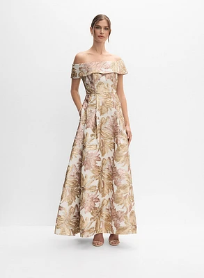 Robe florale en jacquard métallique