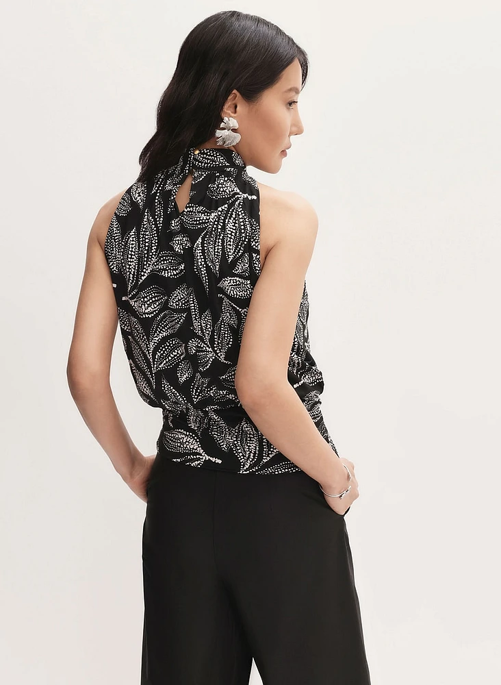 Sleeveless Leaf Print Top