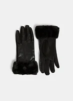 Faux Suede Fur Trim Gloves