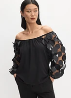 Joseph Ribkoff - Sheer Polka Dot Sleeve Top