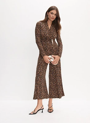 Joseph Ribkoff - Leopard Print Faux Wrap Jumpsuit