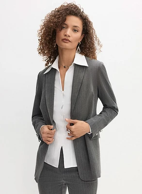 Pinstripe Single-Button Blazer