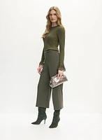 Belted Wide Leg Culotte Pants