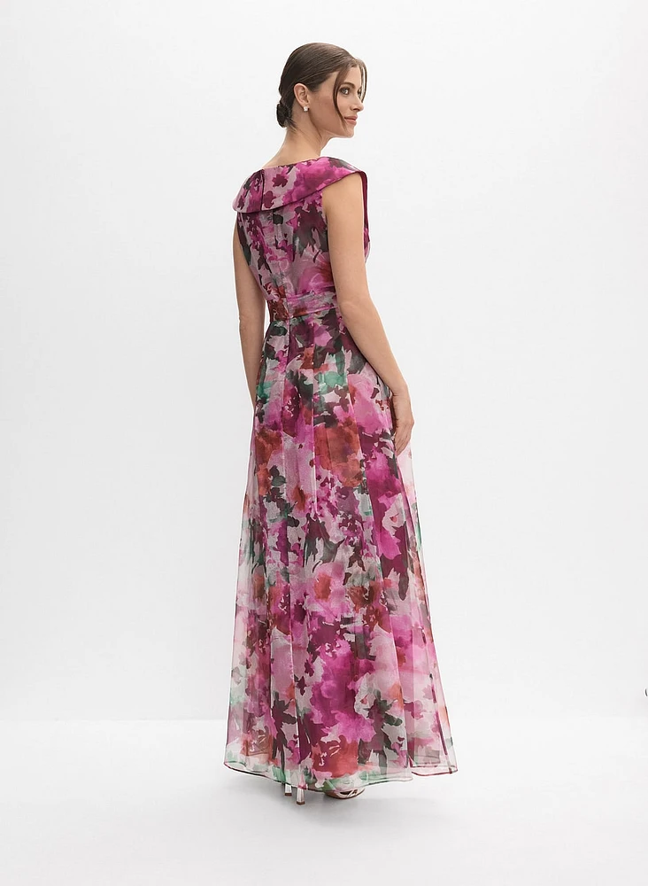 Robe florale en taffetas