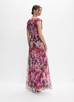 Robe florale en taffetas