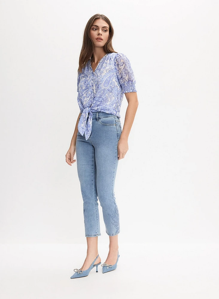 Paisley Tie-Front Blouse