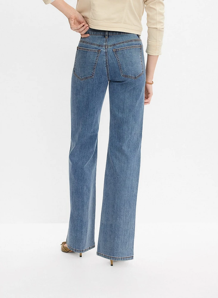 Seam Detail Wide-Leg Jeans