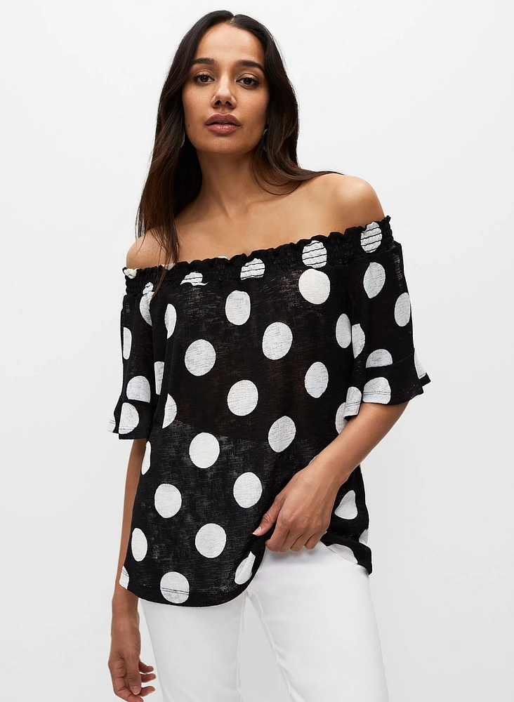 Off-the-Shoulder Polka Dot Top