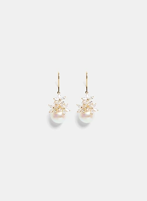 Floral Pearl Drop Earrings