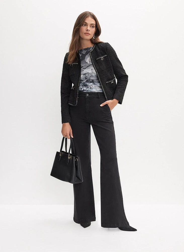 Bouclé Jacket & Wide Leg Jeans