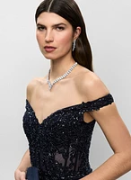 Corset Style Sequinned Gown