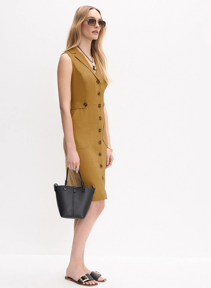 Utility Linen-Blend Shirt Dress