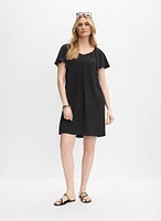 Crinkled V-Neck Dress