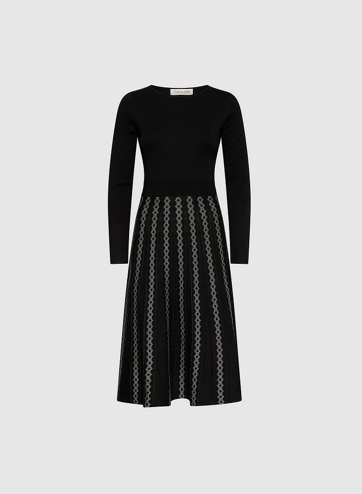 Mixed Jacquard Knit Dress