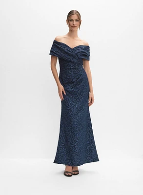 Off-The-Shoulder Jacquard Dress