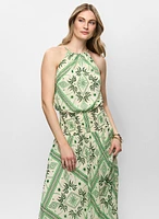 Halter Neck Palm Print Dress