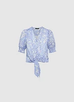 Paisley Tie-Front Blouse