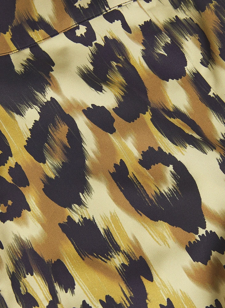 Pantalon à jambe large motif léopard
