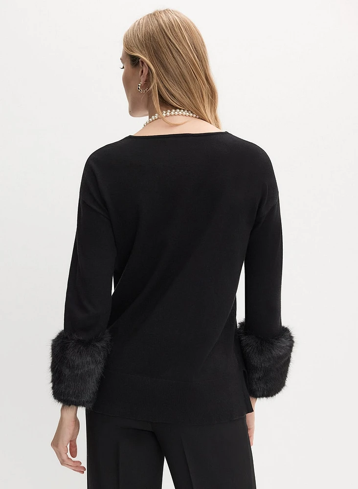 Joseph Ribkoff - Faux Fur Cuff Top