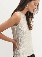 Sequined Crew Neck Top