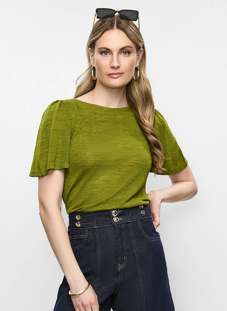 Short Flare Sleeve Top