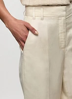 Pantalon à jambe large en mélange de lin