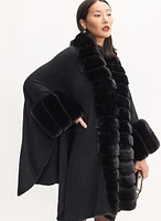 Faux Fur Trim Poncho