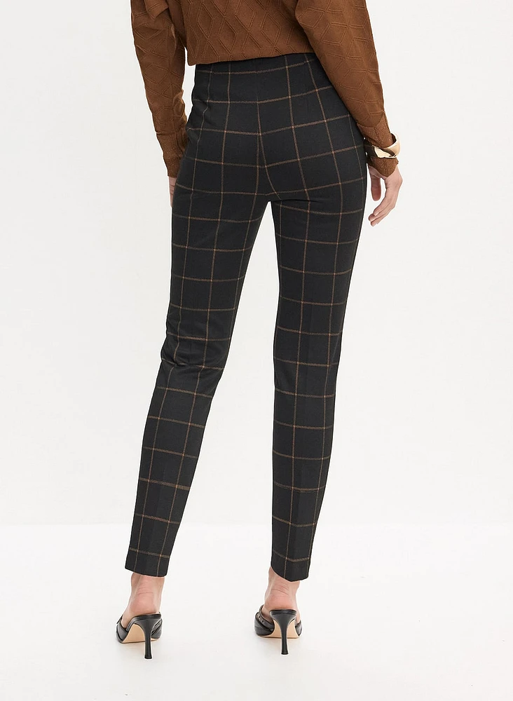 Plaid Print Slim Leg Pants