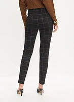 Plaid Print Slim Leg Pants