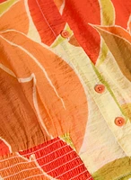 Blouse à motif géométrique et manches ballon