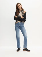 Contrast Trim Bomber Jacket & Rhinestone Detail Jeans