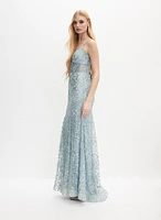 Sequin Embellished Lace Dress