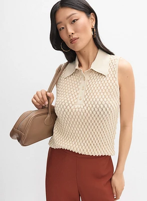 Sleeveless Polo Pullover
