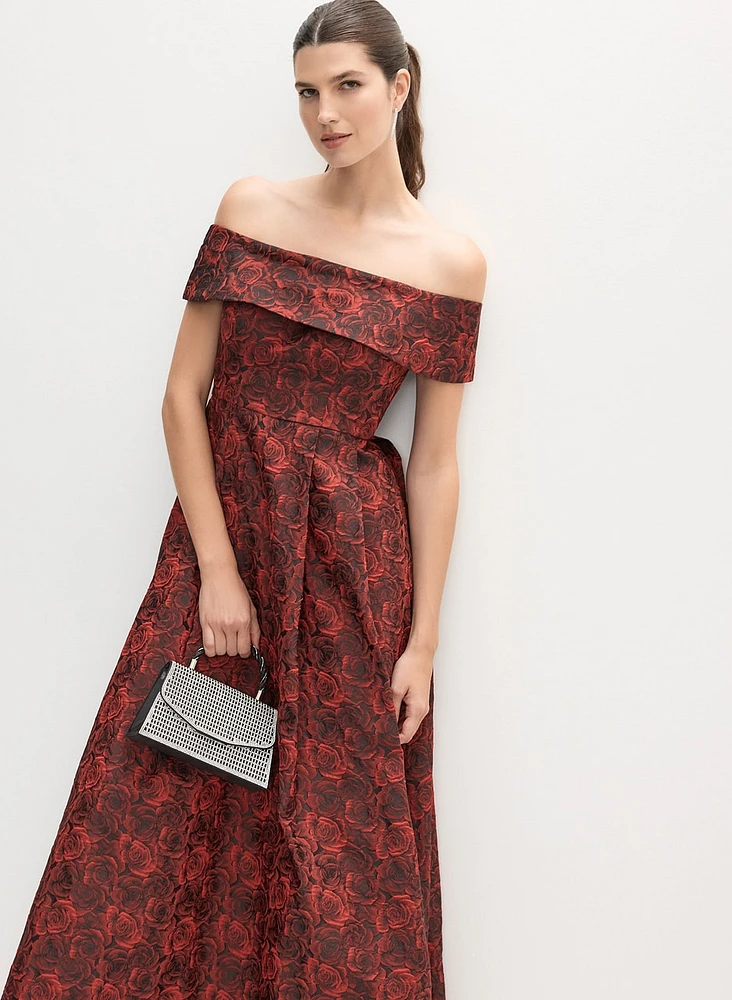 Off-the-Shoulder Floral Gown