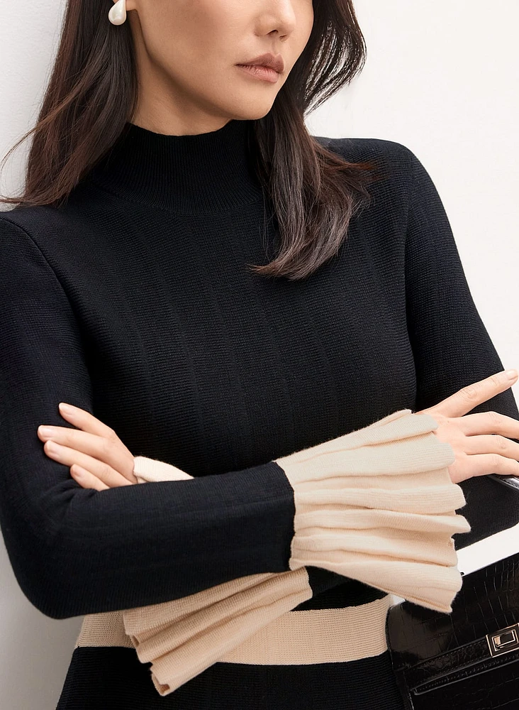 Pleat Detail Sweater Dress