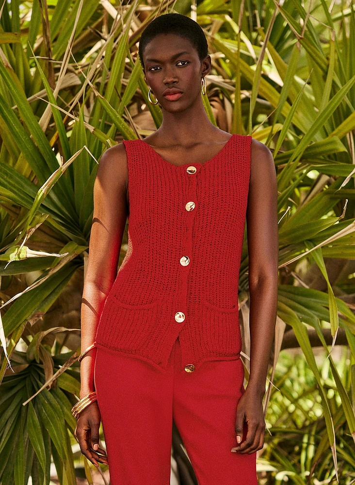 Knit Button-Down Vest