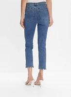 Embellished Hem Straight-Leg Jeans