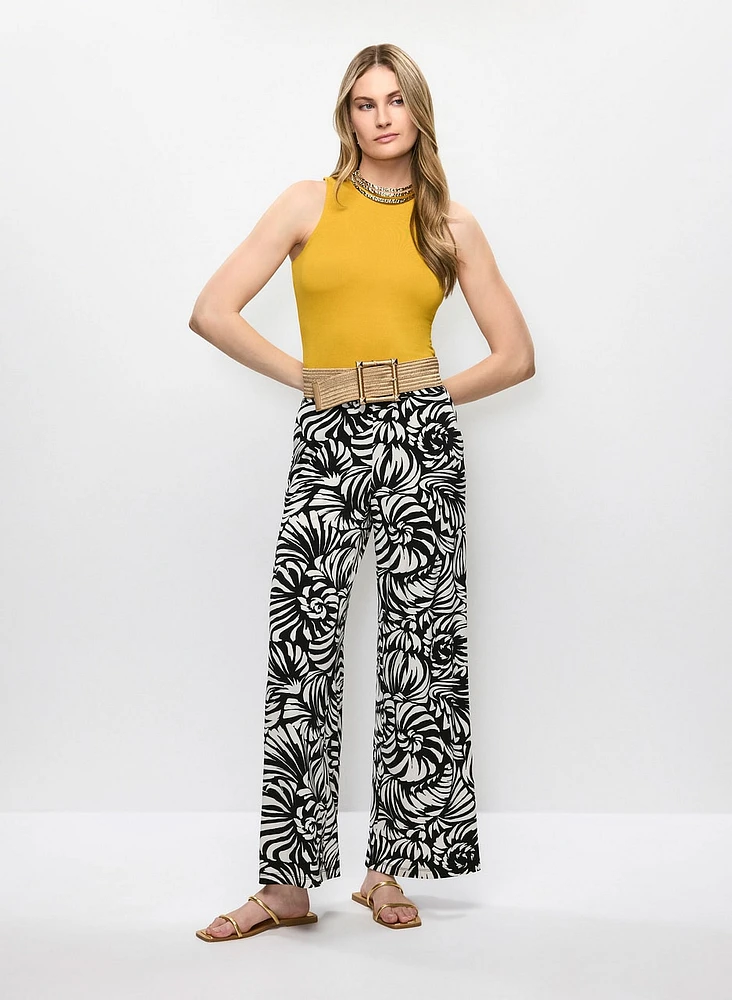 Wide Leg Floral Pull-On Pants