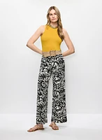 Wide Leg Floral Pull-On Pants