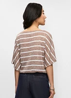 Striped Drawstring-Hem Top