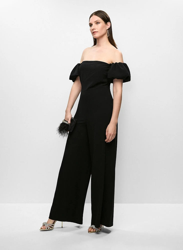 Puff Sleeve Off-The-Shoulder Jumpsuit