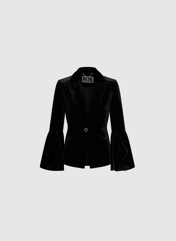 Velvet Flutter Sleeve Jacket