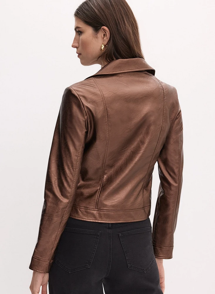 Joseph Ribkoff - Metallic Vegan Leather Jacket